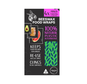 Beeswax Food Wrap Green Leaf 4 Pack